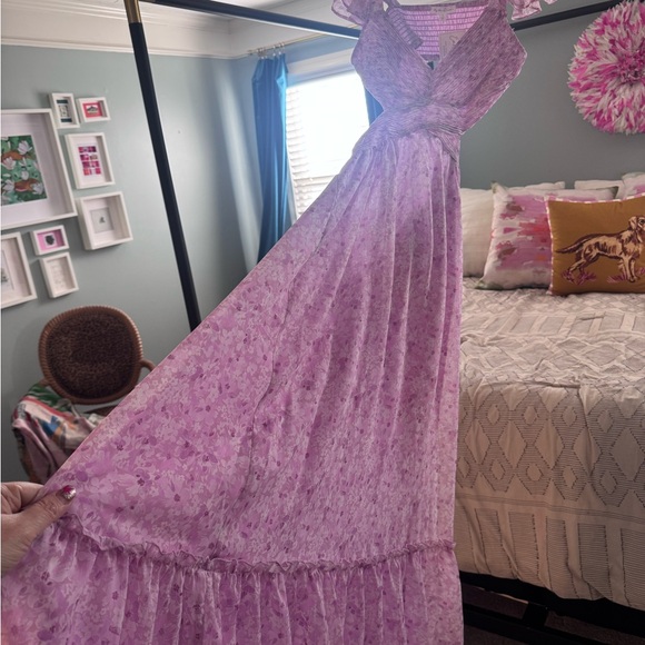 By The River Dresses & Skirts - Lilac Floral Maxi Dress - Sleeveless V-Neck